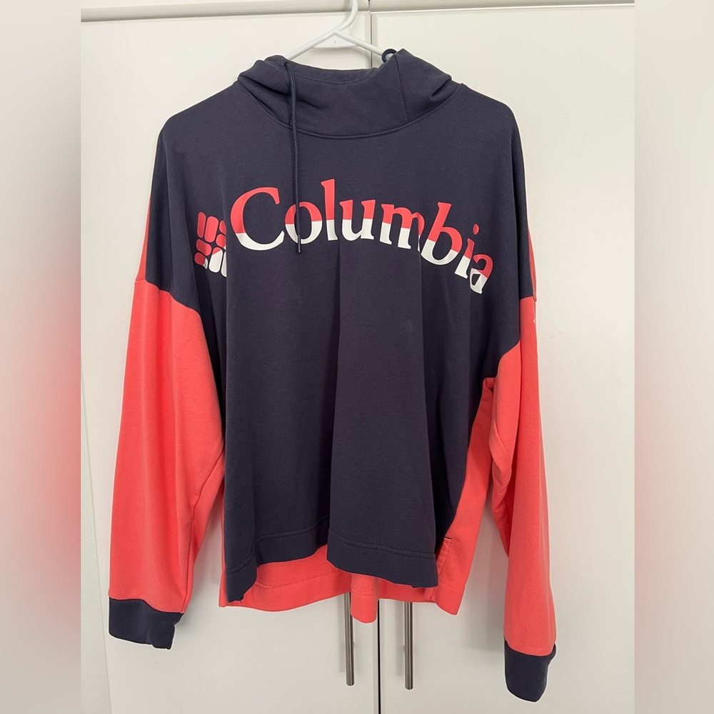Columbia Women's Navy and Coral Hoodie Sz XL